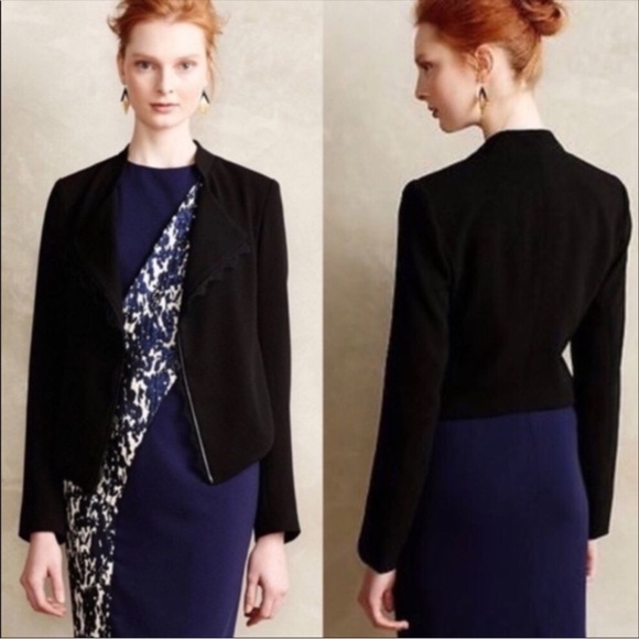 Anthropologie Jackets & Blazers - Elevenses lace trim open front drape blazer